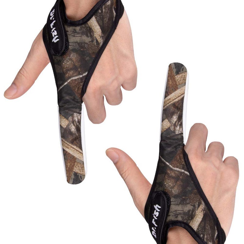 Dr.Fish 2 Pieces Fishing Gloves Casting Finger Stall Protector Anti-Slice Saltwater Trolling Surf Fishing Braid Line Anti-Slip Cooftable Woolen Size L - Image 1